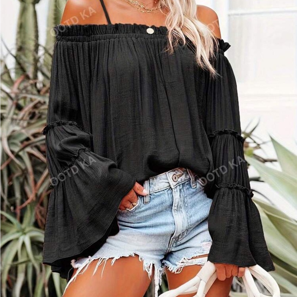 Off-Shoulder Black Blouse